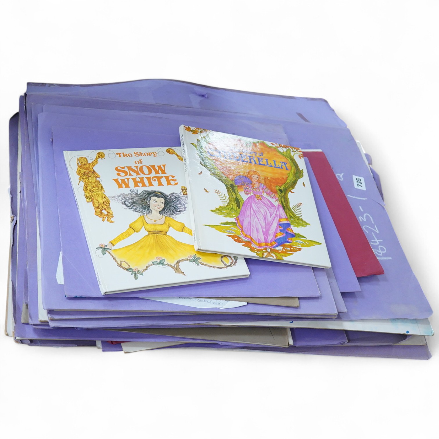 Andrew Skilleter (contemporary), a large collection of watercolours on card, Original illustrations from Cinderella and Snow White, with two accompanying books, largest 41 x 56cm, unframed
